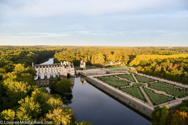 View of Chenonceau from a hot air balloon