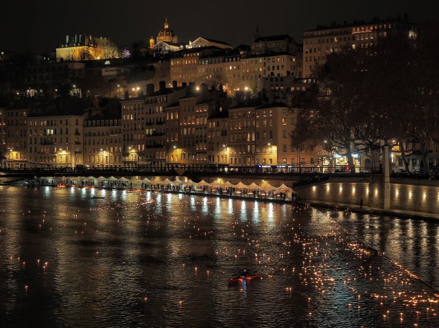 Lyon during the Festival of Lights in December