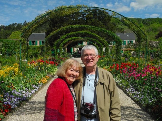 Travelers Michael and Sally in Monet's garden in Giverny