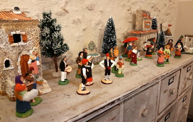 Santons in a typical nativity scene at home in France