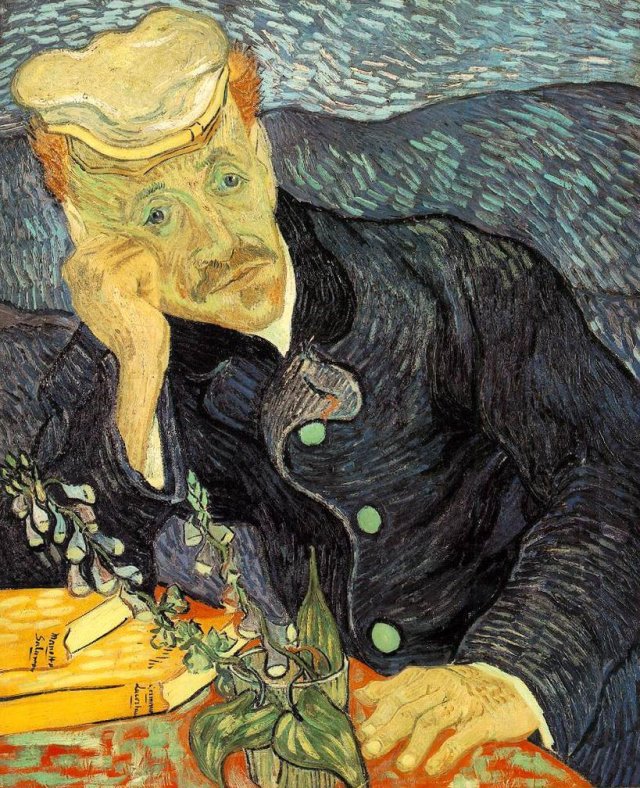 A portrait painting of van Gogh's Doctor Gachet