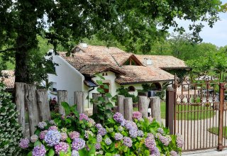 The house is nestled in a landscaped garden all made by your host